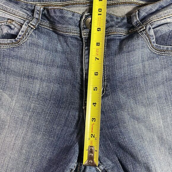 LEI Sophia Jeans Low Rise Hipster Flare Bootcut Dark Denim Y2K Womens Jr 13 Long - Picture 6 of 10